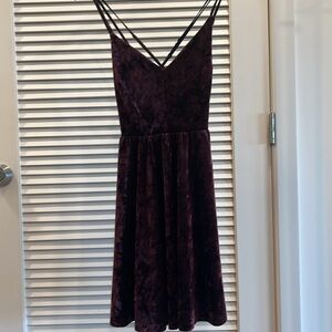 Dark purple crushed velvet mini dress